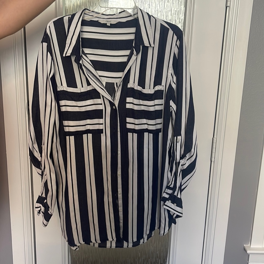 Blue And White Striped Button Down.